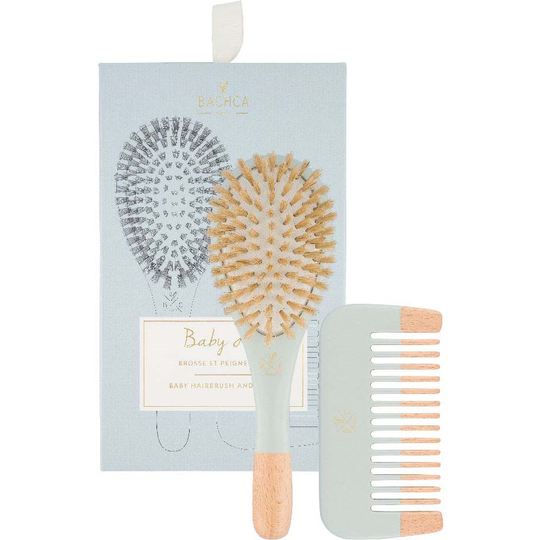 BACHCA Baby Kit Brush 100% boar small size + wooden comb