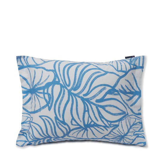 White/Blue Printed Cotton Sateen Pillowcase