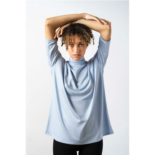 Tomasine Turtleneck Top - Icy Blue