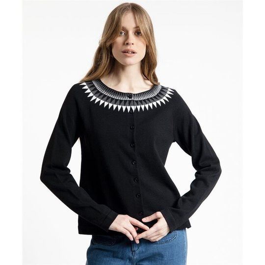Mönsterstickad Jumper I Bomull - Chrissy Black