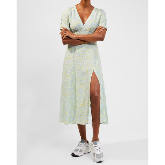 Stacie Daisy Drape Blue Midi Dress Dresses