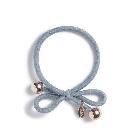 Hair Tie with Gold Bead - Dusty Blue