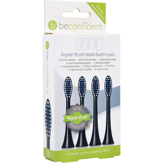 Beconfident Beconfident Regular Sonic 4-pack tandborsthuvud Svart, Sof