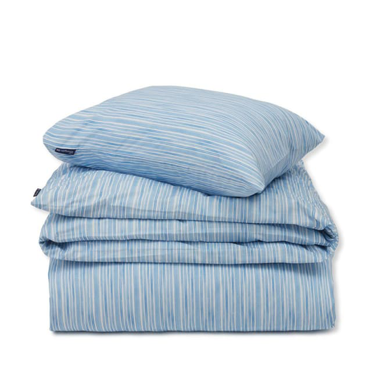 Blue/White Striped Cotton Poplin Bed Set