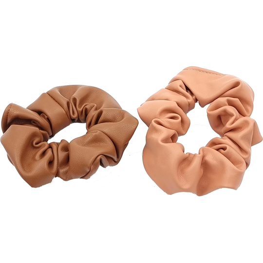 LYKO 2 pack scrunchies i läderimitation Brown