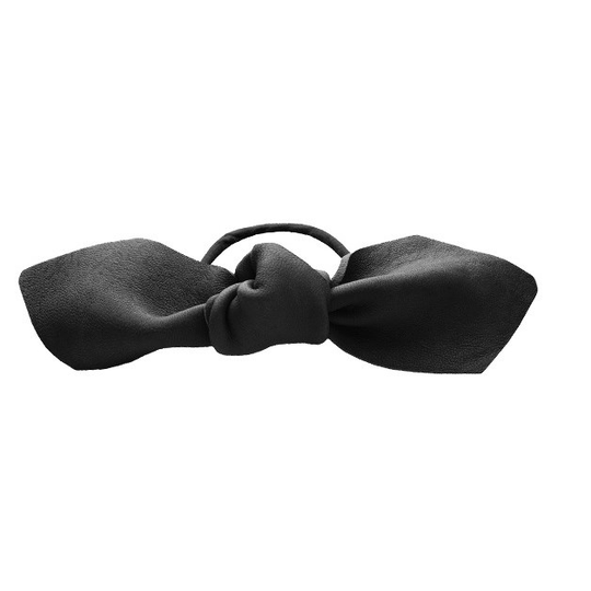 Corinne Leather Bow Big Hair Tie Black