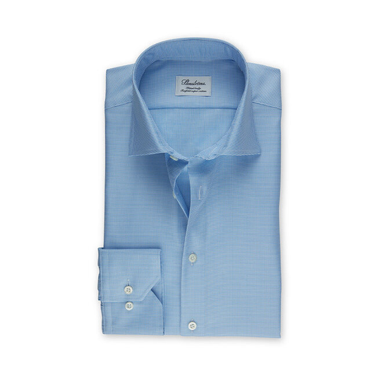 Fitted Body Shirt Houndstooth Blue
