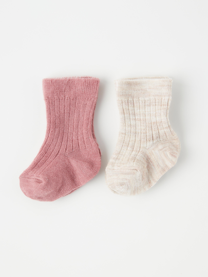 2-pack ribbade strumpor i ullblandning