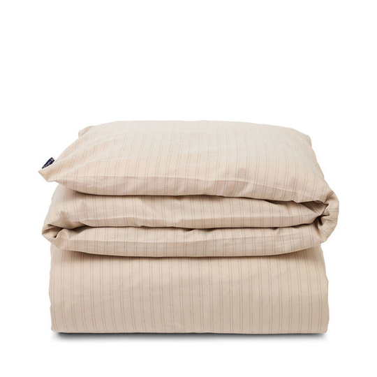 Beige/Dk Blue Striped Lyocell/Cotton Duvet Cover