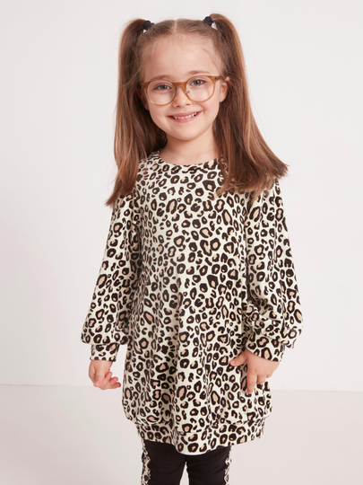 Lång velourtopp med leopardmönster
