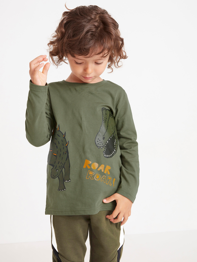 Långärmad topp med dinosaurie