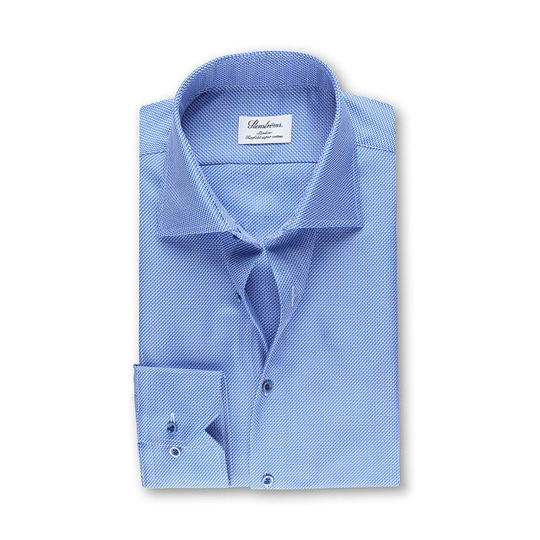 Fitted Body Shirt Micro Patterned Blue
