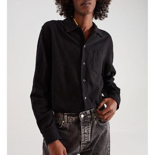 Leo Shirt Black Hopsack