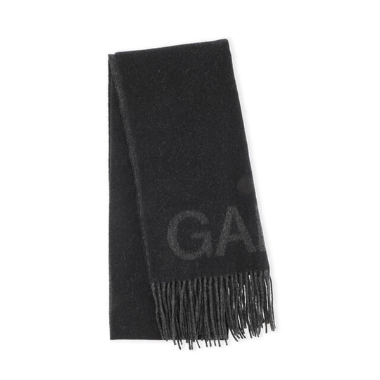 Fringed Wool Scarf Wool Mix Black