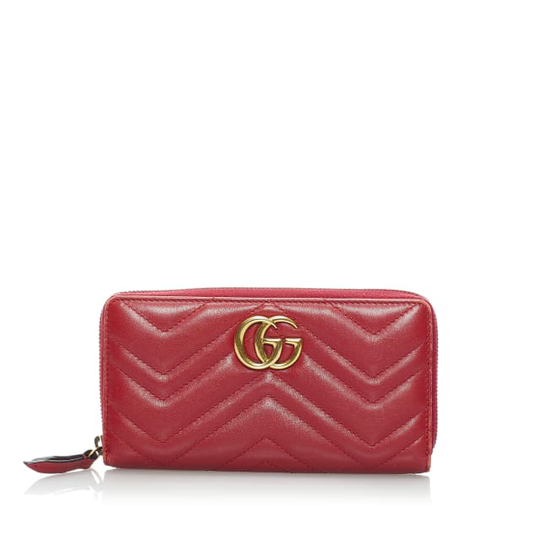 Gucci Gg Marmont Matelasse Leather Zip Around Wallet