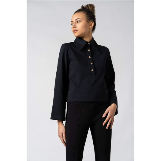 Benoit Button Top - Black