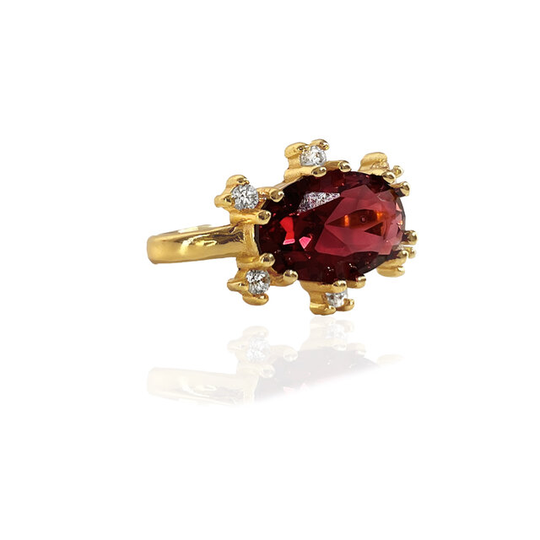 Oval Sunshine Crystal Ring Gold/rose Red
