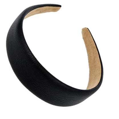 Corinne Leather Diadem Wide Plain Black