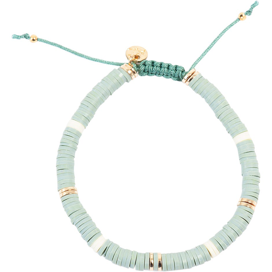 Heishi Delight Bracelet Duck Egg Blue Gold, A&C Oslo Armband
