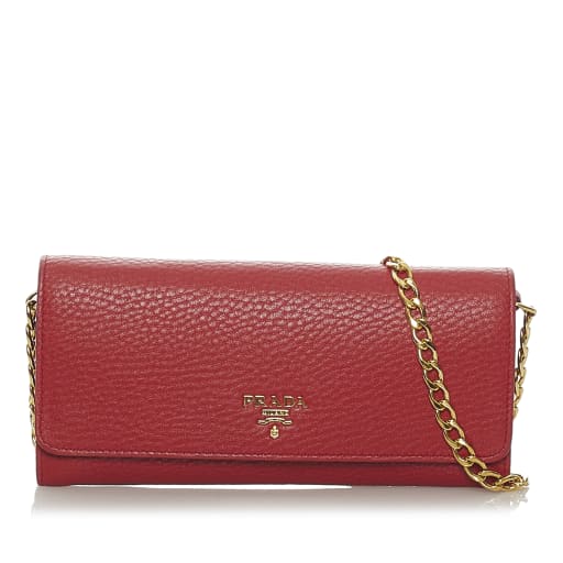 Prada Saffiano Leather Wallet On Chain