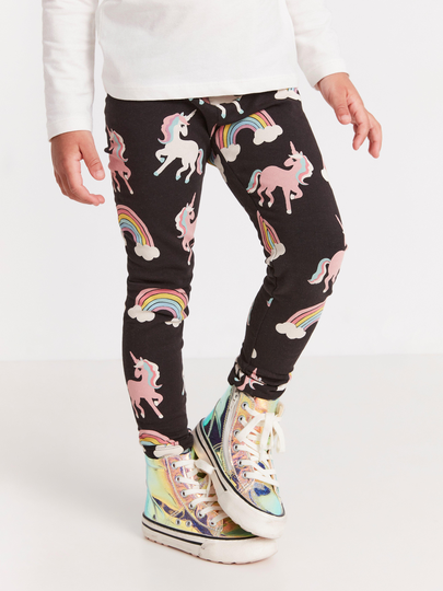 Leggings med borstad insida och enhörningar