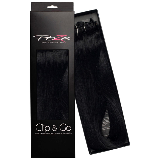 Poze Hairextensions Poze Clip&Go Löshår Äkta 1N Midnight Black 7 delar