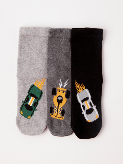 3-pack strumpor med racerbilar