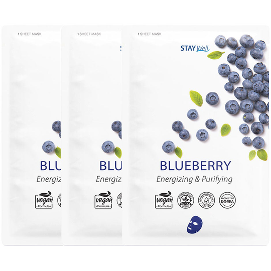 Vegan Sheet Mask Blueberry, Stay Well Hudvård