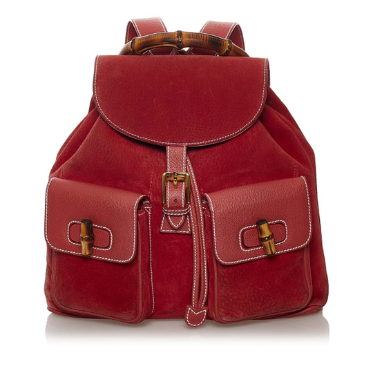 Gucci Bamboo Suede Drawstring Backpack