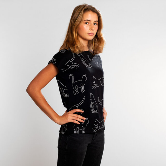 T-shirt Visby Cat Lines Black