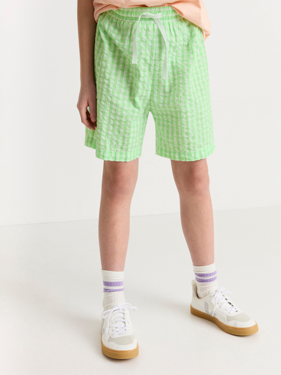 Rutiga pyjamasshorts i bäckeböljabomull
