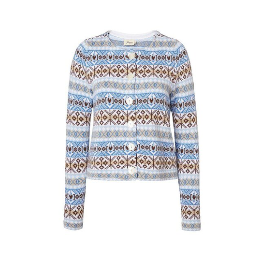 Mönsterstickad Cardigan - Carly Blue