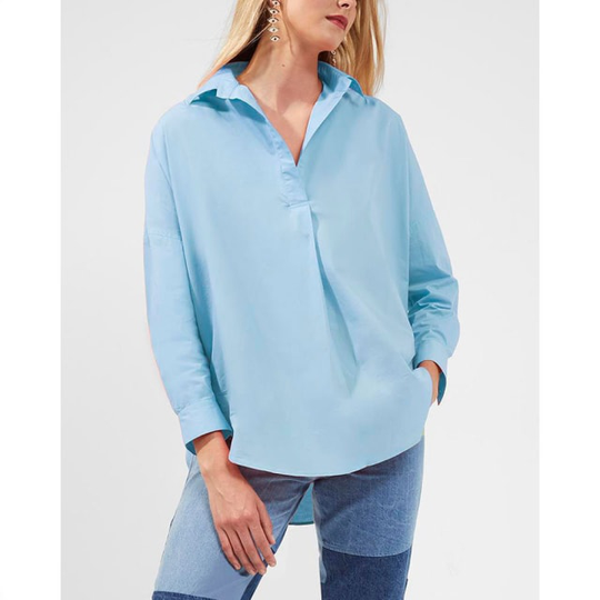 Rhodes Poplin Blue Oversized Popover Shirt Shirt