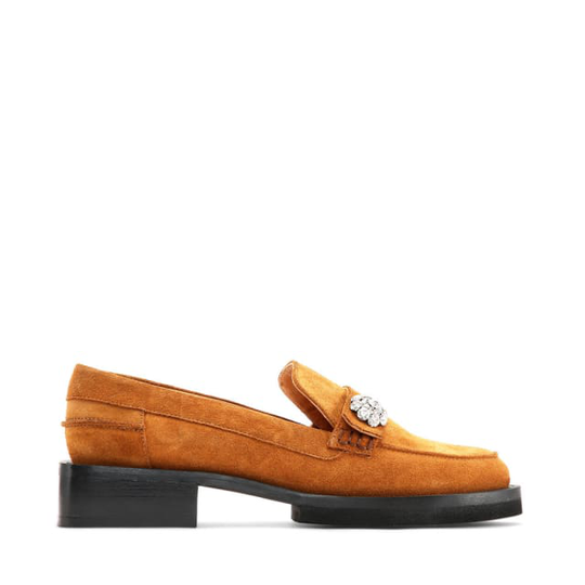 Suede Jewel Mocassin Tobacco Brown