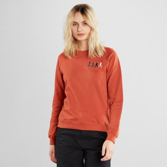 Sweatshirt Ystad Raglan Abbey Road Embroidery Terracotta Red