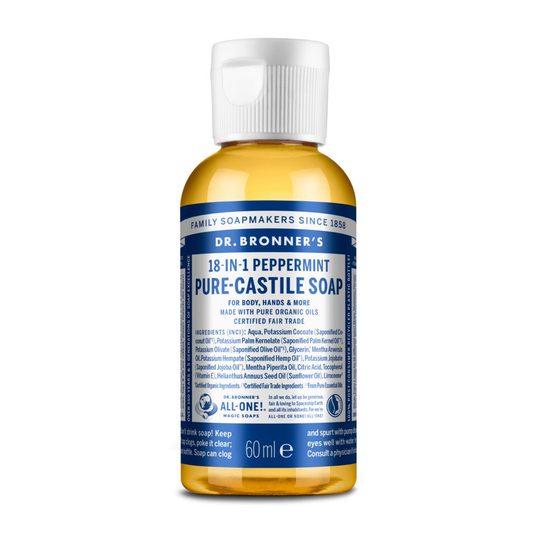 Dr Bronners Peppermint PureCastile Liquid Soap 60 ml