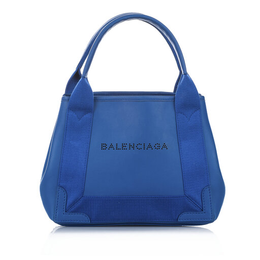 Balenciaga Navy Cabas Xs Leather Satchel