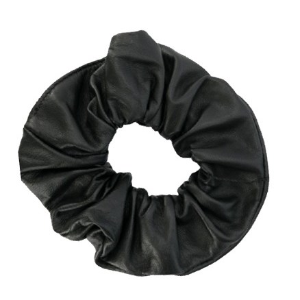 Corinne Leather Scrunchie Black
