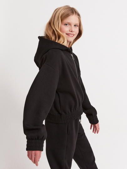 Croppad hoodie med dragkedja