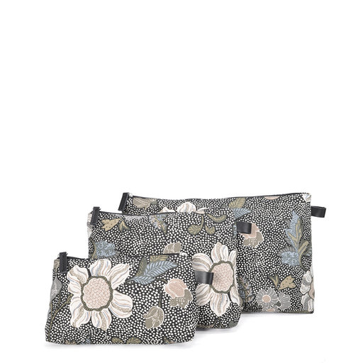 Black Flower Linen Small