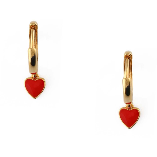 Enamel Red Heart Drop Huggie Earrings, Orelia Örhängen