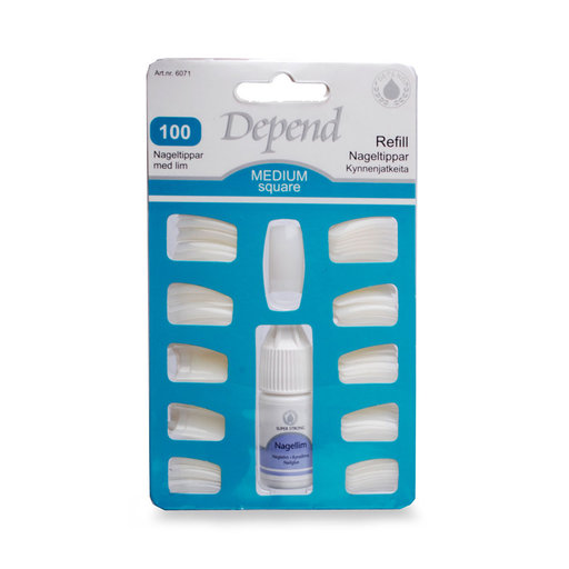 Nageltippar med Lim 100 Medium Square