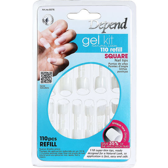 Depend Natural Look Gelekit 110 Refill Square - 6076, Depend Lösnaglar