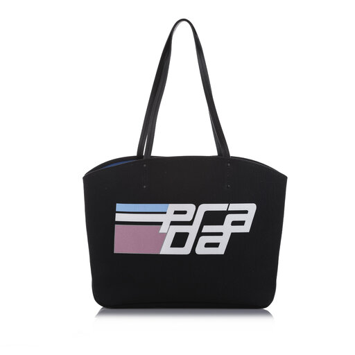 Prada Canapa Racing Logo Shopping Canvas Tote Bag