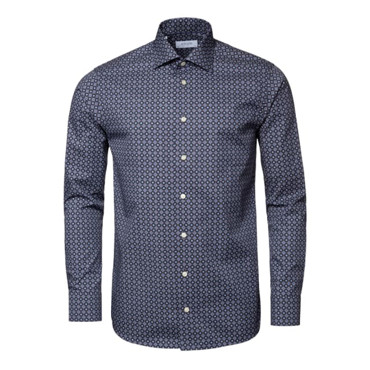 Skjorta I Fine Twill Med Medaljongmönster Slim Fit