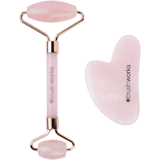 Brushworks Rose Quartz Roller & Gua Sha