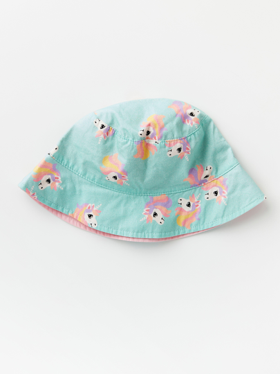 Vändbar bucket hat med enhörningar