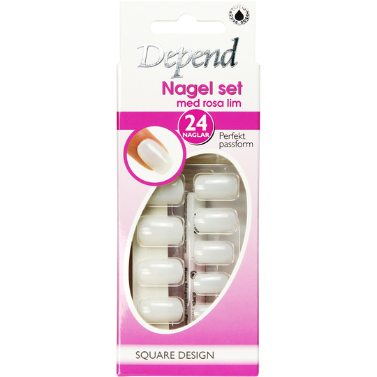 Depend Nagel Set med Rosa Lim Square Design