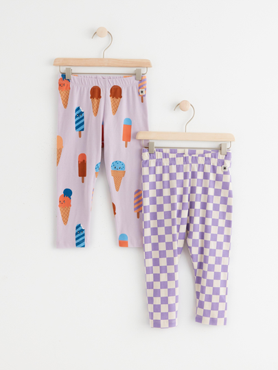 2-pack leggings med heltäckande mönster