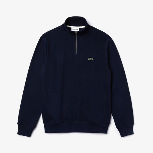 Zippered Stand-Up Collar Cotton Sweatshirt